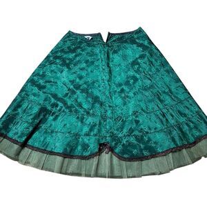 Vintage cherie California western green paisley tulle coquette lace skirt small